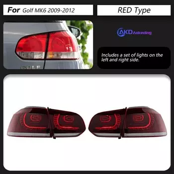 Задняя лампа AKD для VW Golf 6 2009-2012 R20 MK6, задние фонари, противотуманные фары, дневные ходовые огни, тюнинг, автомобильные аксессуары, 2 шт.