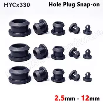 Заглушки для отверстий из силикона, черные, 2.5-12 мм