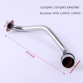 Заголовок глушителя выхлопной трубы скутера с монтажным кронштейном для двигателя GY6 125CC GY6 125CC GY6 150CC выхлопная труба двигателя
