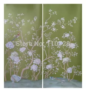 Заказная настенная бумага ручная роспись шелковые обои вишня с птицей ручная роспись обои много фотографий опционально