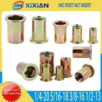 Заклепочная гайка с плоской головкой Rivnut Rivetnut из углеродистой стали, 1/4-20 5/16-18 3/8-16 1/2-13UNC