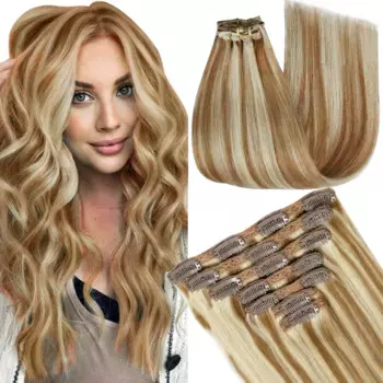 Заколка для наращивания волос Shinehair, плетение человеческих волос, 100% настоящие # 613 Светлые заколки для наращивания волос для женщин, прямые волосы девственницы