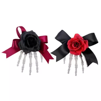 Заколка для волос в виде черепа розы