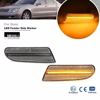 Замените OEM # 2208200121 Прозрачные линзы Янтарный светодиодный передний боковой габаритный повторитель отражателя для Benz W220 S-Class Все модели 00-06