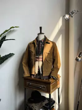 Замшевая куртка из воловьей кожи в стиле ретро