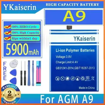 Запасная батарея ykaisсеребрин A 9 5900 мАч для AGM A9 мобильный телефон Batteria + Бесплатные инструменты