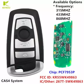 Запасная деталь KEYECU с 4 кнопками 315 МГц/433 МГц/868 МГц с PCF7953P для BMW 5 7 серии X3 M5 M6 KR55WK49863 CAS4