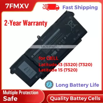 Запасной аккумулятор для ноутбука Dell Latitude 13 5320 13 5320 2 в 1 Latitude 13 7320 14 7420 63Wh 7FMXV