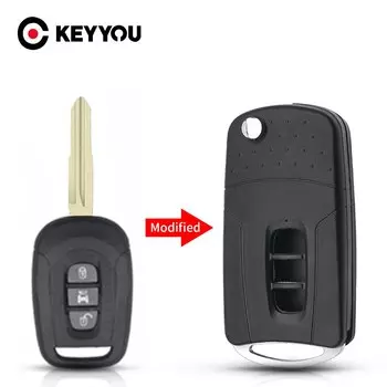 Запасной чехол KEYYOU для дистанционного автомобильного ключа-пульта, чехол для Chevrolet Captiva 2006-2009, модифицированный Пустой складной ключ с 3 кнопками