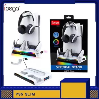 Зарядная док-станция Ipega, охлаждающий вентилятор для PS5 Slim, с дисками и цифровыми версиями, Подставка для зарядки RGB