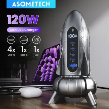 Зарядная станция GAN Multi USB 120 Вт для ноутбука, 5 портов USB Type C PD PPS, настольное быстрое зарядное устройство для IPhone, Samsung, Xiaomi, планшетов