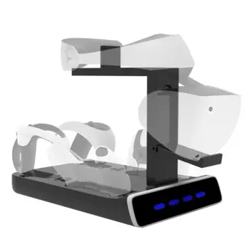 Зарядная Станция со светодиодной подсветкой, Аксессуары для PS VR2, подставка для дисплея VR, Быстрая Двойная зарядка, совместима с Sony Playstation VR 2