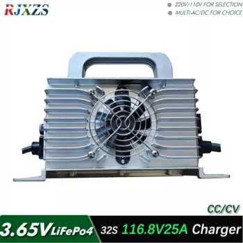 Зарядное устройство для 32S LiFePO4 аккумуляторов 116,8 в 32 А, водонепроницаемое зарядное устройство с поддержкой CC/CV 3,65 в * 32 = 116,8 в