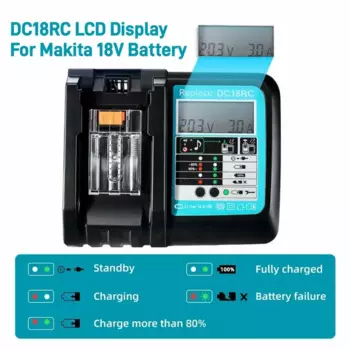 Зарядное устройство для литий-ионного аккумулятора DC18RC 3A для Makita 18 В 14,4 В BL1860B, BL1850B, BL1840, BL1830, BL1820, BL1415, BL1440 Зарядное устройство для электроинструмента