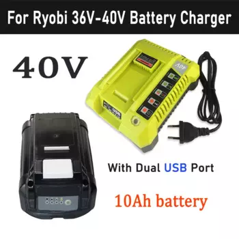 Зарядное устройство для литий-ионных аккумуляторов Ryobi 36-40 В, совместимое OP4030 OP4040 OP4050 OP400A, быстрая зарядка с двумя USB-портами