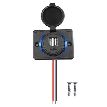 Зарядное устройство для мотоцикла и автомобиля, с двумя USB-портами, 3,1 А, QC3.0, сетевое зарядное устройство для телефона, панель адаптера для автомобиля, 12 В, 24 В, освещение, водонепроницаемость