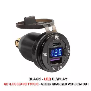 Зарядное устройство для мотоцикла QC 3.0 USB PD Type-C с переключателем, аксессуары для BMW R1200RT R1200GS R1250GS ADV F800GS F800GT DIN Plug Hella