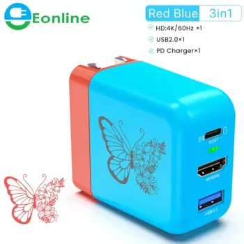 Зарядное устройство Eonline 2D GaN, 65 Вт, док-станция для телевизора с USB C на 4K 60 Гц, HDMI USB 2,0 концентратор для быстрой зарядки Nintendo Switch GaN