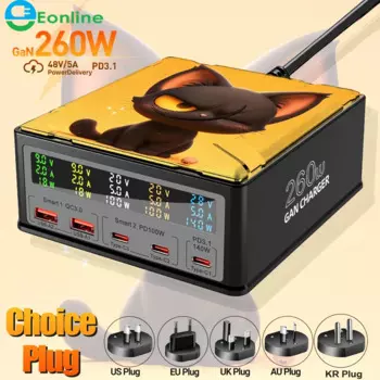 Зарядное устройство Eonline для ноутбука, 260 Вт, QC3.0 PD3.1