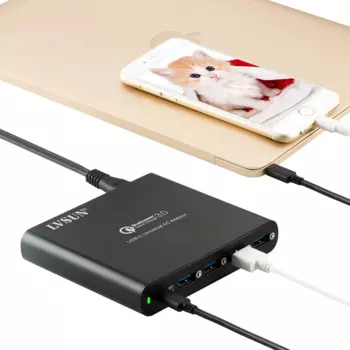 Зарядное устройство LVSUN QC 3,0 для телефонов, планшетов, ноутбуков, адаптер type-c, type c, быстрое зарядное устройство USB C для Macbook Spectre 13 Yoga 5 Dell Hp Xiao mi