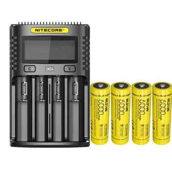 Зарядное устройство NITECORE UMS4 с четырьмя слотами USB и OLED-экраном, литий-ионная аккумуляторная батарея NITECORE 21700, NL2160, 6000 мАч, 3,6 В, Втч