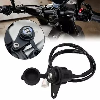 Зарядное устройство с двумя USB-портами для мотоцикла, для Yamaha MT-07 SP, MT-09 Tracer XSR 700 900, переходник для розетки 5 В, 2 А, черный адаптер