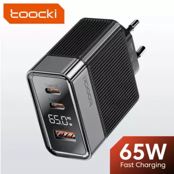 Зарядное устройство Toocki PD с двумя USB-портами и поддержкой быстрой зарядки, 65 Вт