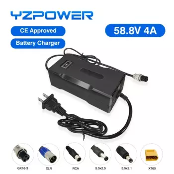 Зарядное устройство Yzpower, 58,8 В, 4 A, 100–240 В, для литийионных, литий-полимерных аккумуляторов для электроинструмента