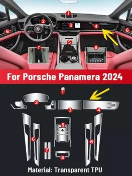 Защитная пленка из ТПУ для салона автомобиля, центральная консоль, медиа-приборная панель, навигация, защитная пленка для PORSCHE PANAMERA 2024, наклейка