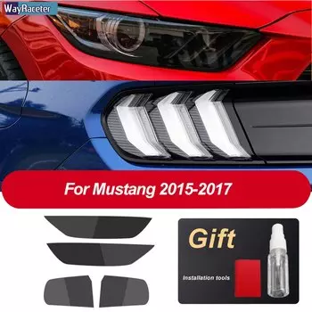 Защитная пленка на заднюю фару автомобиля, Прозрачная черная наклейка из ТПУ для Ford Mustang 2015-настоящее время Shelby GT500