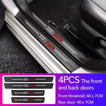 Защитные наклейки на пороги автомобильной двери из углеродного волокна для Audi TT RS3 RS6 S5 A1 A2 A3 A4 A5 A6 A7 A8 Q1 Q2 Q3 Q4 Q5 Q6 Q7 Q8 B8 Quattro