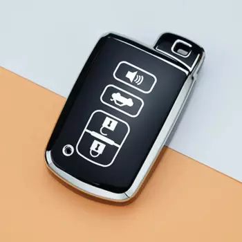 Защитный чехол с серебряным краем для Toyota Camry Corolla RAV4 Highlander Avalon 2015-2017, чехол для автомобильного ключа