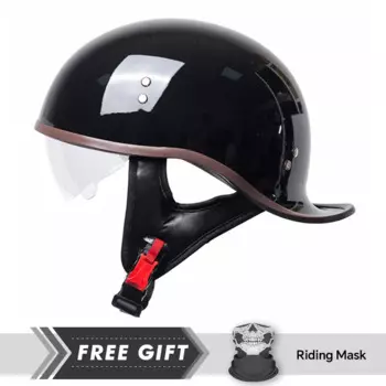 Защитный шлем на половину лица с черными линзами, взрослые мотоциклетные шлемы из АБС-пластика, сертификация DOT, легкий полушлем