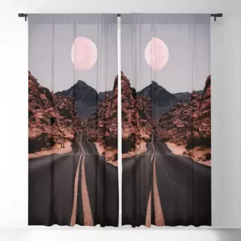 Затемняющие шторы Road Red Moon, оконные занавески с 3D принтом для спальни, гостиной, декоративные оконные принадлежности