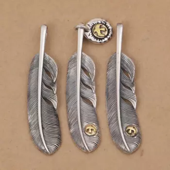 Заводская оптовая продажа, Мужская классическая бирка из стерлингового серебра S925 в стиле ретро из тайского серебра с орлом, модная подвеска с перьями