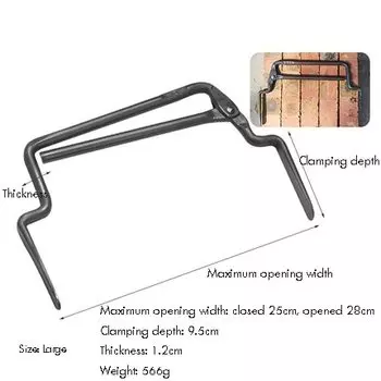 Зажим для кирпича, Зажим для перемещения кирпича, Регулируемый зажим для кирпича Стальной зажим для подъема кирпича Экономия труда для строителей, S, M, L