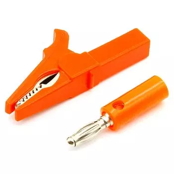 Зажим «крокодил» 55 мм + штекер «БАН», тестовый зонд с кабельными зажимами типа «банан» диаметром 4 мм, красный, черный, синий, желтый, зеленый