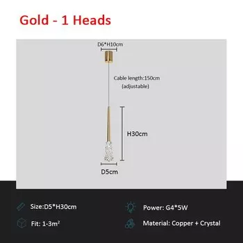 ZCTOP Люстра LED медная 1 головка