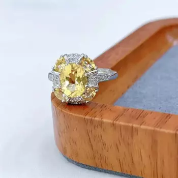 ZECAA ювелирные изделия с цитрином, женское кольцо с цитрином и натуральным драгоценным камнем цитрина 7*9 мм, серебряное кольцо с цитрином, женское кольцо, ювелирное изделие