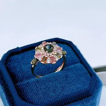 ZECAA ювелирные изделия с турмалином, женское кольцо с турмалином и натуральным камнем турмалина 2*3 мм, женское серебряное кольцо с турмалином, ювелирные изделия