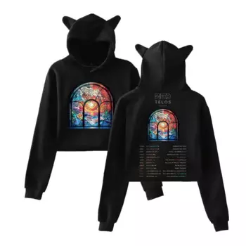 Zedd Merch TELOS US TOUR худи с кошачьими ушами женский короткий топ с длинным рукавом укороченные свитшоты Женская Повседневная Уличная одежда