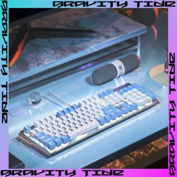 Зеленая ось, чайная ось, алюминиевая механическая клавиатура, игровая проводная клавиатура, снежная луна, белая, синяя компьютерная проводная игровая клавиатура для киберспорта