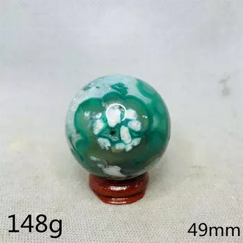 Зеленый агат шар с цветком вишни YOCO