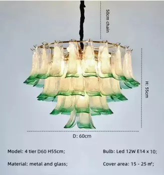 Зелёный стеклянный люстра SaloEElaitte E14 LED