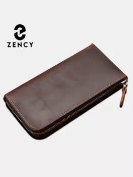 Zency новый кошелек из натуральной кожи, Длинный кошелек из воловьей кожи, многофункциональный клатч с несколькими отделениями для карт, сумки для монет, унисекс