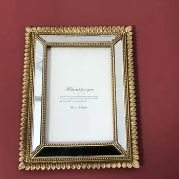 Зеркальная стеклянная фоторамка, 6-дюймовая платформа, винтажная резная четырехлистная клеверная платформа, высококачественная изысканная фоторамка, украшение дома