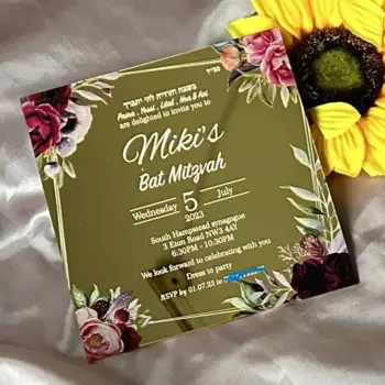 Зеркальное Золотое акриловое Свадебное приглашение, приглашения Quinceanera, приглашение на день рождения для украшения вечеринки, 10 шт.