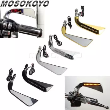 Для Harley Touring V-Rod Road King Softail Sportster XL 1200 883 Железные мотоциклетные зеркала заднего вида 8 мм со светодиодным указателем поворота