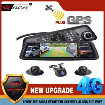 Зеркало-видеорегистратор Anstar автомобильный, Автомобильное зеркало заднего вида с 10 "4G, 2 + 32 ГБ, 4 камеры, Android 5,1, видеорегистратор с GPS, ADAS
