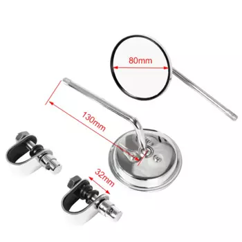 Зеркало заднего вида круглое выпуклое с клипсой для мотоцикла Harley, Honda, Chopper, Cruiser, Cafe Racer, 1 пара, 22-25 мм